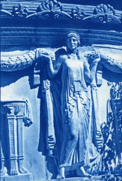 cyanotype print by A.E. Graves of Palace of Fine Arts, San Francisco, California