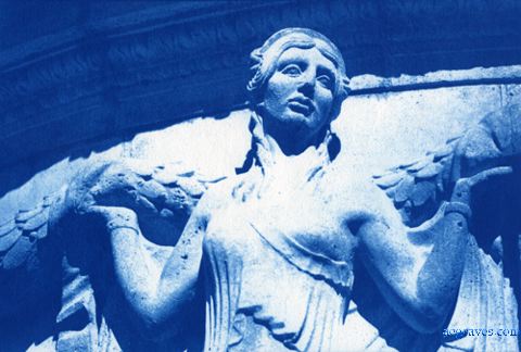 cyanotype print by A.E. Graves of Palace of Fine Arts, San Francisco, California