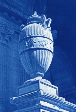 cyanotype print by A.E. Graves of Palace of Fine Arts, San Francisco, California