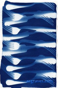 cyanotype photogram, alternative process print by A.E. Graves