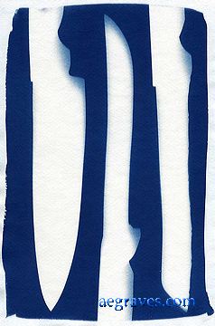 cyanotype photogram, alternative process print by A.E. Graves