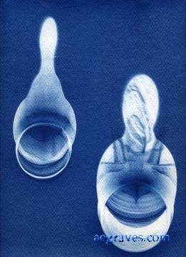 cyanotype photogram, alternative process print by A.E. Graves