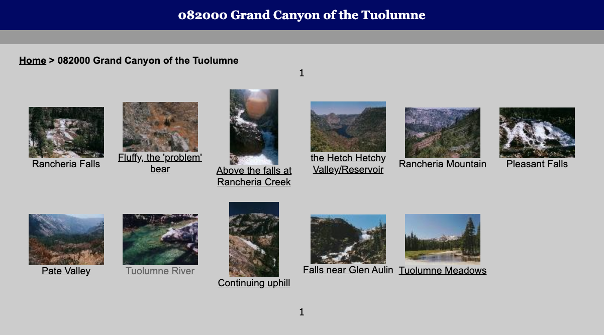 Tuolumne images in a simple gallery