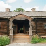 Historic Swedish building in Skansen open air museum, Sweden Logged