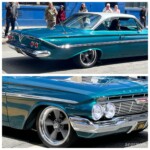 Pearly teal Chevy with a white roof and highly polished finish