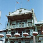 All building in Chinatown with multiple colors, red lanterns in foreground